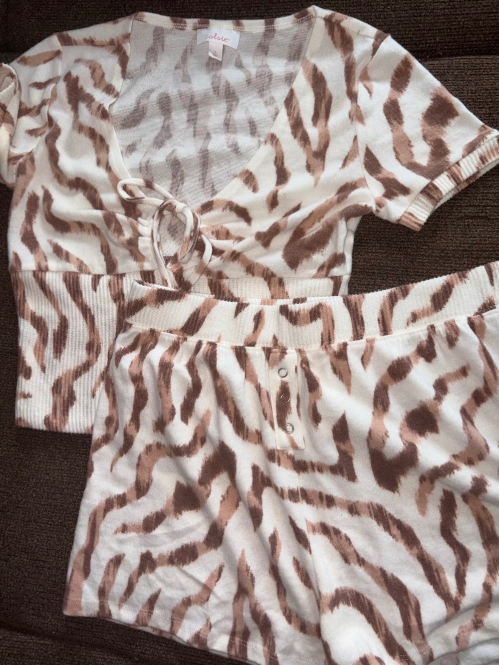 Two piece short set animal print